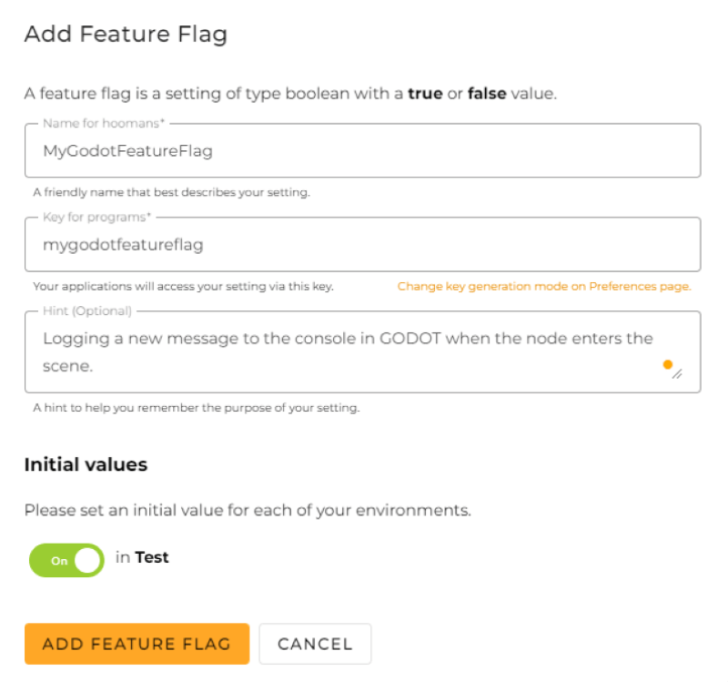 Adding a feature flag