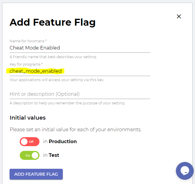 auto generated feature flag key