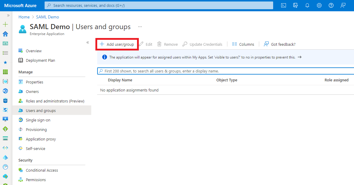 Azure AD add user/group