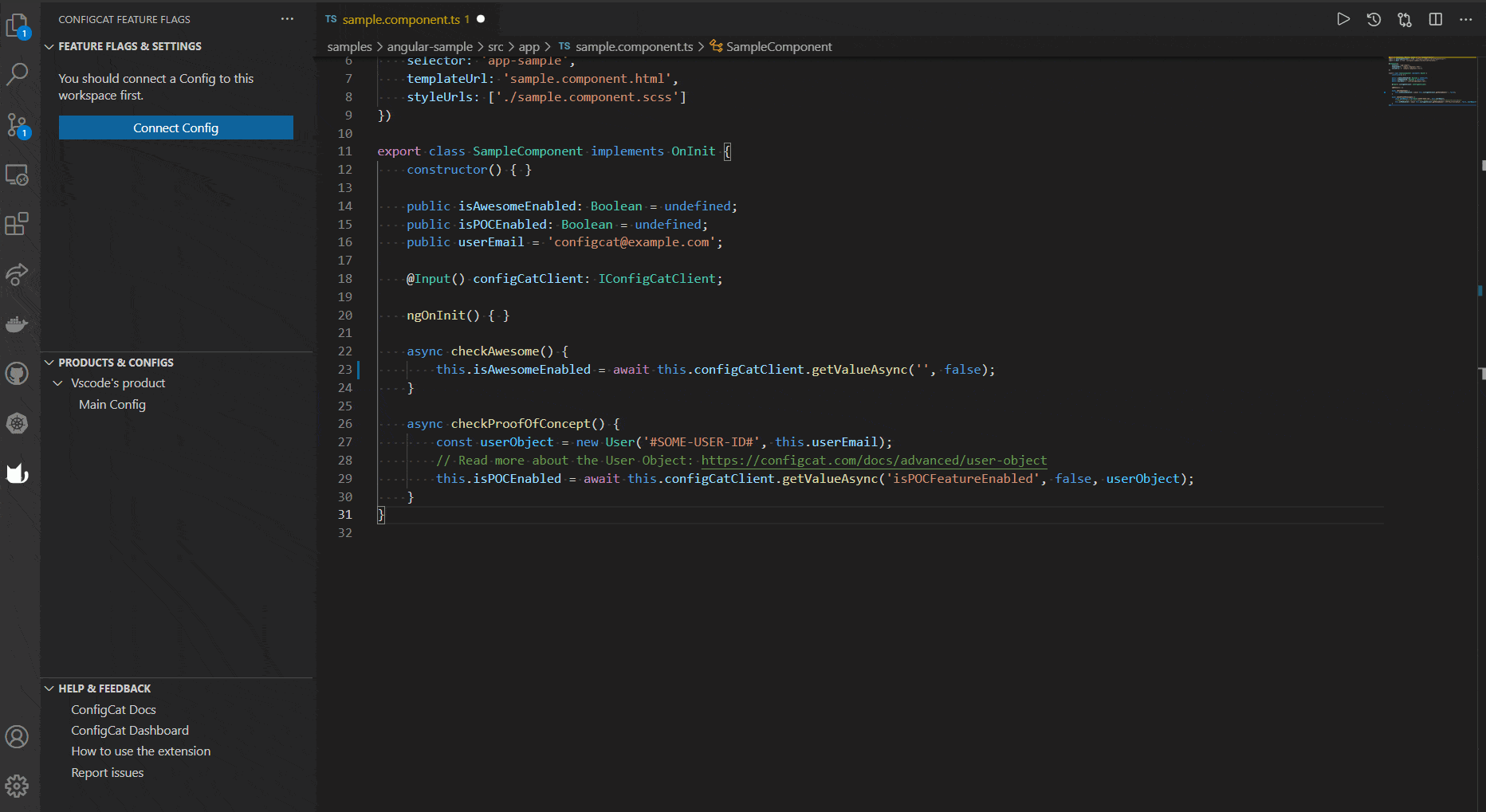 Usage of ConfigCat Feature Flags Visual Studio Code Extension